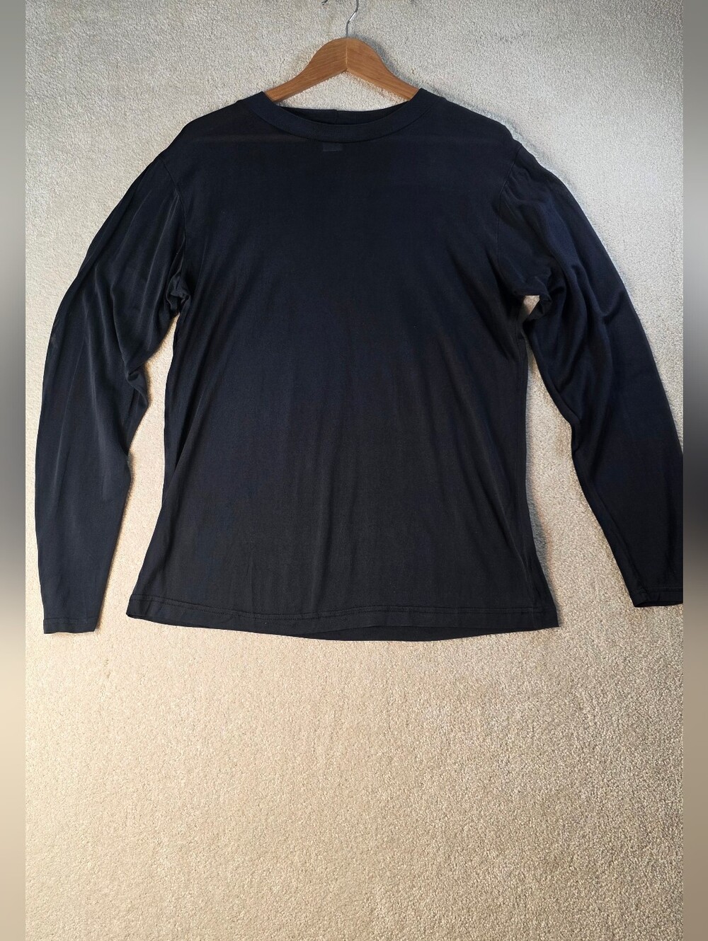Wintersilks Black Silk Long Sleeve Crew Neck Under Layer Shirt Womens L